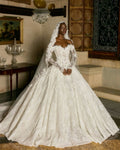 Long sleeved lace ballgown